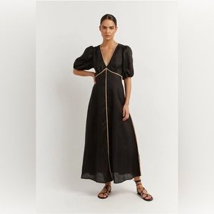 DISSH LUCIA BOW LONGLINE BLACK DRESS